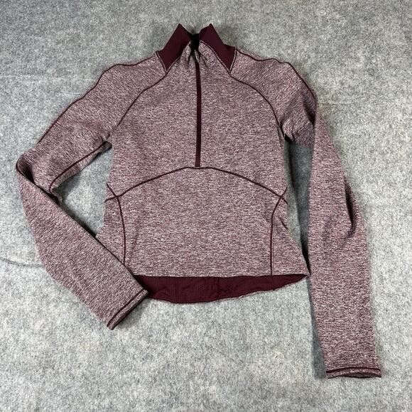Lululemon It’s Rulu Run Cropped 1/2 Zip Women’s 4 Heathered Maroon Pullover - Picture 1 of 10